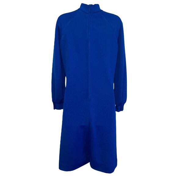 Vintage 1970's Threads by Jerrie Lurie Mod Cobalt Blue Dress Size 14 - Picture 3 of 8